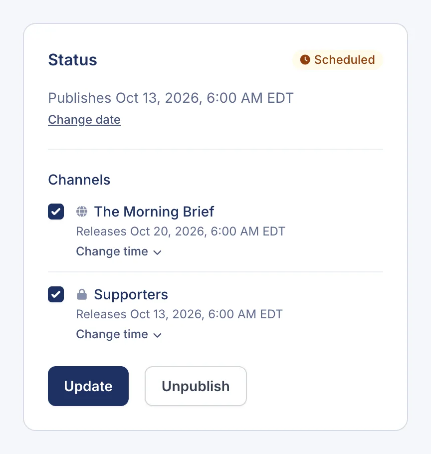 A scheduled episode releasing to the Supporters channel on October 13 and to the public channel on October 20